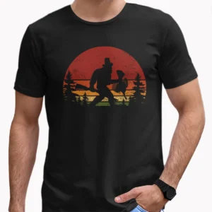 Bigfoot Turkey Hunter Thanksgiving Shirt Funny Sasquatch Hunting Tee