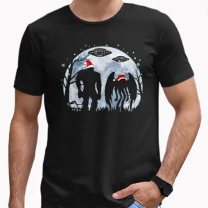 Bigfoot UFO Mothman Christmas Shirt Funny Extraterrestrial Cryptid Gift