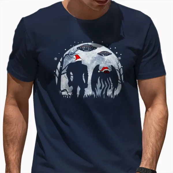 Bigfoot UFO Mothman Christmas Shirt Funny Extraterrestrial Cryptid Gift