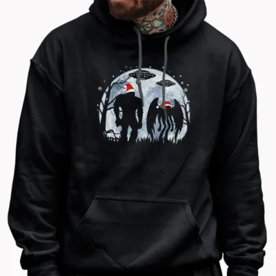 Bigfoot UFO Mothman Christmas Shirt Funny Extraterrestrial Cryptid Gift