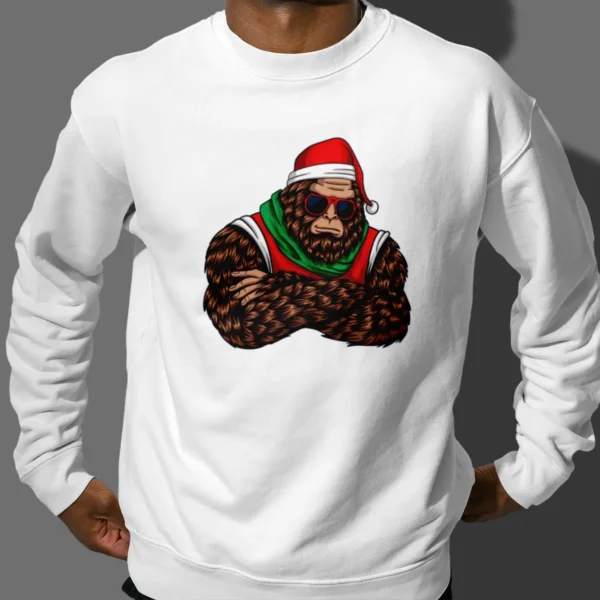 Cool Bigfoot with Sunglasses Christmas Shirt Funny Sasquatch Attitude Tee