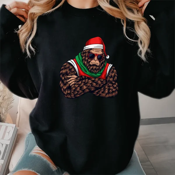 Cool Bigfoot with Sunglasses Christmas Shirt Funny Sasquatch Attitude Tee