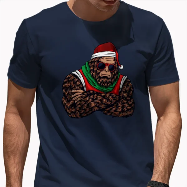 Cool Bigfoot with Sunglasses Christmas Shirt Funny Sasquatch Attitude Tee