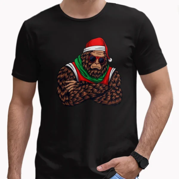 Cool Bigfoot with Sunglasses Christmas Shirt Funny Sasquatch Attitude Tee
