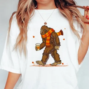 Cozy Bigfoot Fall Shirt Autumn Coffee Lover & Sasquatch Gift