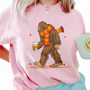 Cozy Bigfoot Fall Shirt Autumn Coffee Lover & Sasquatch Gift
