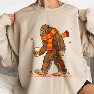 30+ Best Bigfoot Clothing & Apparel Items for Every Believer 20 Cozy Bigfoot Fall Shirt Autumn Coffee Lover & Sasquatch Gift