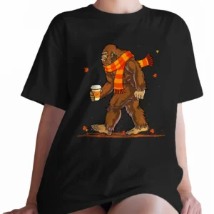 Cozy Bigfoot Fall Shirt Autumn Coffee Lover & Sasquatch Gift