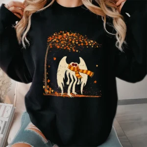 Cozy Mothman Fall Shirt Autumn Cryptid Tee for Halloween & Thanksgiving