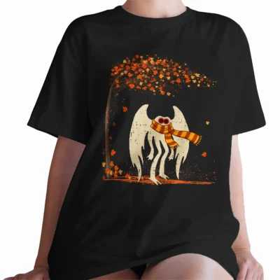 Cozy Mothman Fall Shirt Autumn Cryptid Tee for Halloween & Thanksgiving