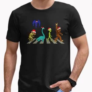 Cryptid Abbey Road Christmas Shirt Funny Cryptozoology Beatles Parody Music Tee