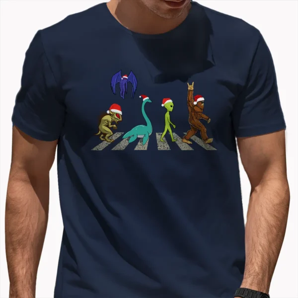Cryptid Abbey Road Christmas Shirt Funny Cryptozoology Beatles Parody Music Tee