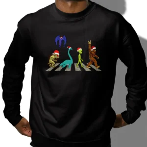 Cryptid Abbey Road Christmas Shirt Funny Cryptozoology Beatles Parody Music Tee