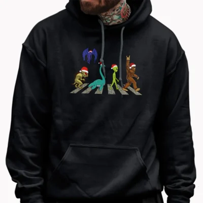 10 Best Alien Christmas Shirts to Make Your Holiday Out of This World 8 Cryptid Abbey Road Christmas Shirt Funny Cryptozoology Beatles Parody Music Tee