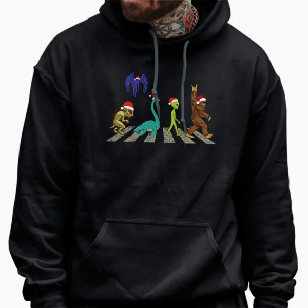 Cryptid Abbey Road Christmas Shirt Funny Cryptozoology Beatles Parody Music Tee