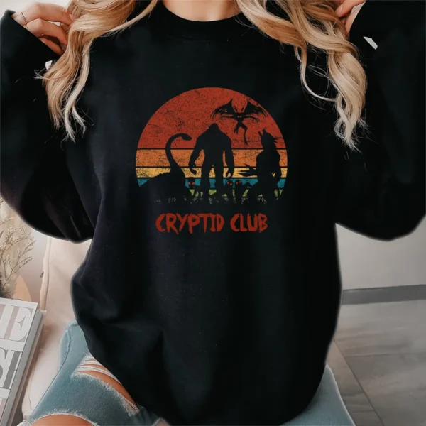 Cryptid Club Shirt Retro Bigfoot, Mothman Cryptozoology Tee