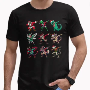 Dabbing Cryptid Christmas Shirt Funny Bigfoot, Mothman & Alien Tee