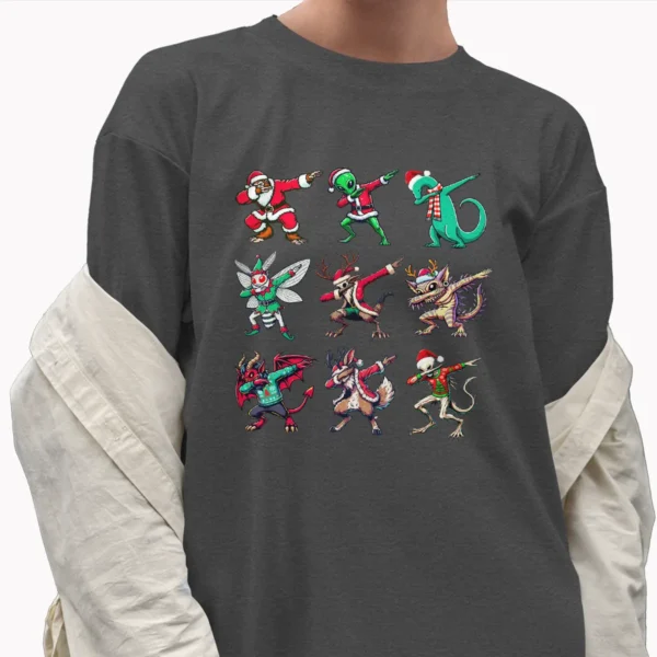 Dabbing Cryptid Christmas Shirt Funny Bigfoot, Mothman & Alien Tee