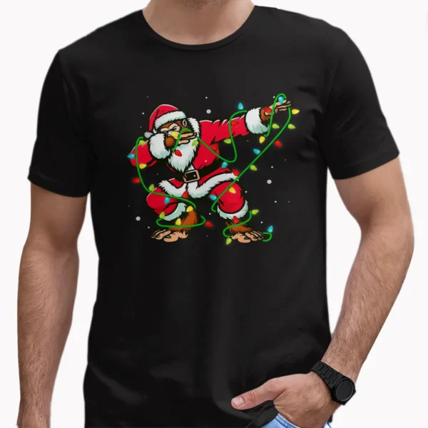 Dabbing Santa Bigfoot Christmas Shirt Funny Sasquatch Gift Tee