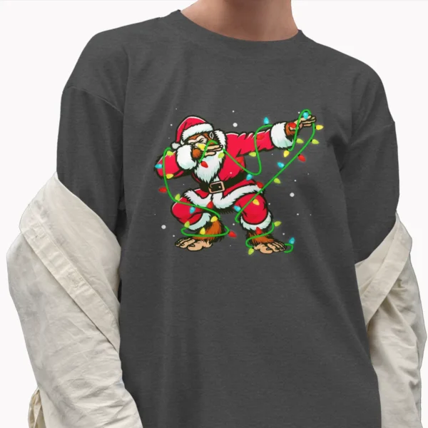 Dabbing Santa Bigfoot Christmas Shirt Funny Sasquatch Gift Tee