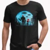 Full Moon Bigfoot Alien Christmas Shirt Funny UFO Gift Tee