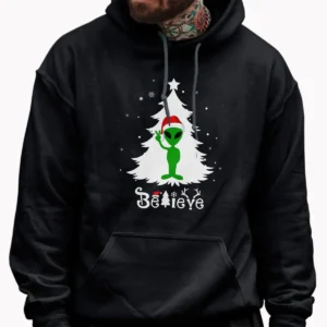 Funny Alien Believe Christmas Shirt UFO Extraterrestrial Gift Tee