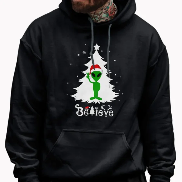 Funny Alien Believe Christmas Shirt UFO Extraterrestrial Gift Tee