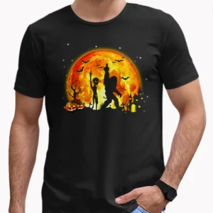 Funny Bigfoot & Alien Middle Finger Halloween Shirt For Adult
