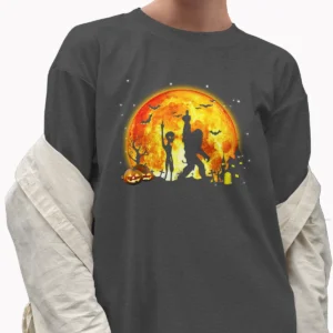 Funny Bigfoot & Alien Middle Finger Halloween Shirt For Adult