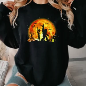 Funny Bigfoot & Alien Middle Finger Halloween Shirt For Adult