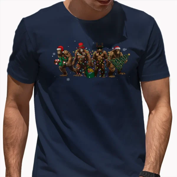 Funny Bigfoot Christmas Squad Shirt Santa Sasquatch Matching Tee