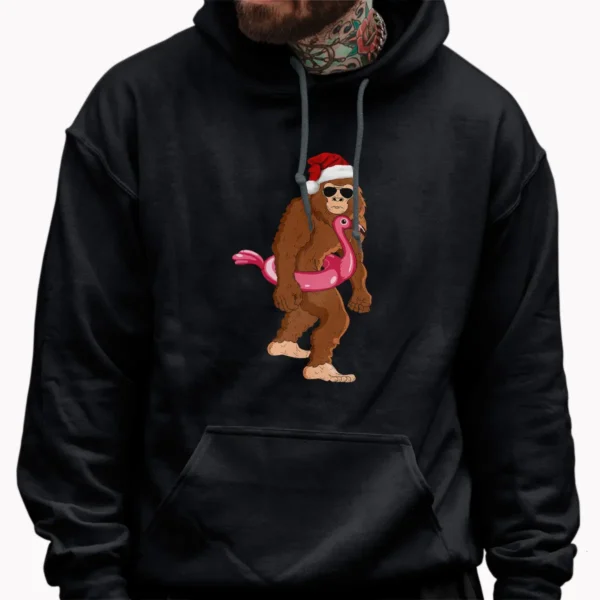 Funny Bigfoot Flamingo Christmas Shirt Tropical Holiday Sasquatch Tee