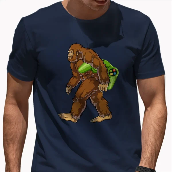 Funny Bigfoot Gaming Shirt Retro Sasquatch Gift For Gamer