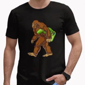 Funny Bigfoot Gaming Shirt Retro Sasquatch Gift For Gamer