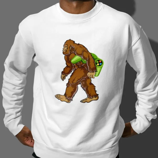 Funny Bigfoot Gaming Shirt Retro Sasquatch Gift For Gamer