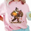 Funny Bigfoot Pilgrim Thanksgiving Shirt | Sasquatch with Turkey & Pumpkin Tee 8 Funny Bigfoot Pilgrim Thanksgiving Shirt Sasquatch with Turkey & Pumpkin Tee