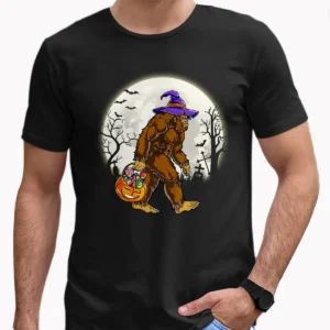 Funny Bigfoot Witch Halloween Shirt Spooky Sasquatch Costume Tee