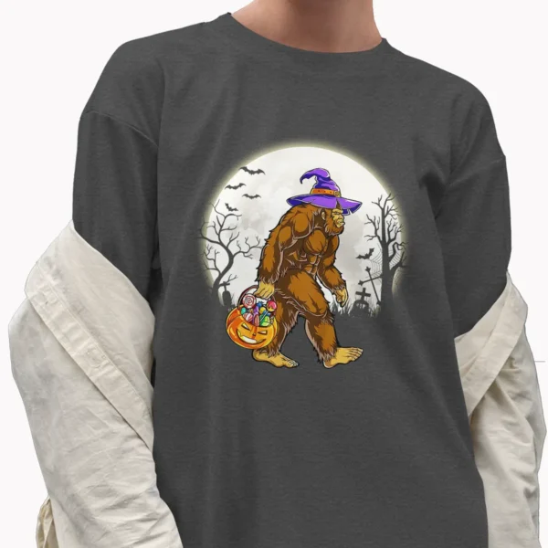 Funny Bigfoot Witch Halloween Shirt Spooky Sasquatch Costume Tee