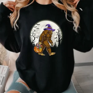 Funny Bigfoot Witch Halloween Shirt Spooky Sasquatch Costume Tee