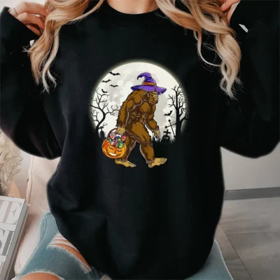 10 Best Bigfoot Halloween Shirts to Unleash Your Inner Cryptid 2 Funny Bigfoot Witch Halloween Shirt Spooky Sasquatch Costume Tee