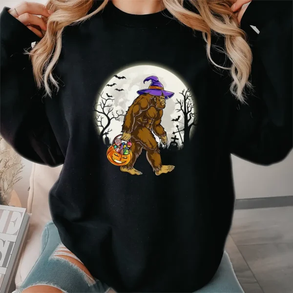 Funny Bigfoot Witch Halloween Shirt Spooky Sasquatch Costume Tee