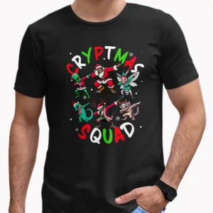 Funny Cryptmas Squad Dabbing Cryptids Christmas Shirt Cryptozoology