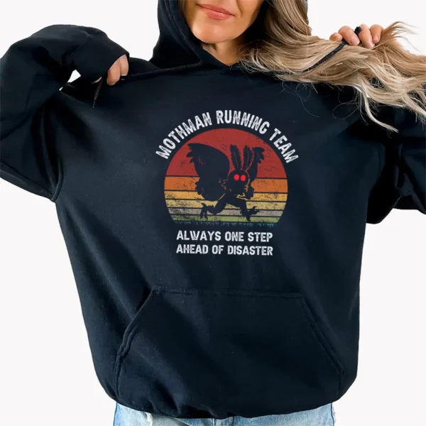 Funny Mothman Running Team Shirt Ahead of Disaster Cryptid Tee
