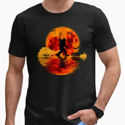 10 Best Bigfoot Halloween Shirts to Unleash Your Inner Cryptid 7 Bigfoot Skeleton Hand Rock On Halloween Shirt Funny Sasquatch Moon Tee