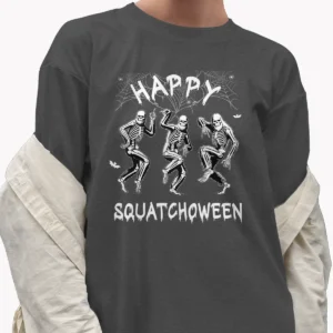 Happy Squatchoween Funny Dancing Bigfoot Skeleton Halloween Shirt 9 Happy Squatchoween Funny Dancing Bigfoot Skeleton Halloween Shirt