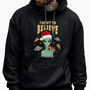 I Want to Believe Funny Alien Christmas Shirt | UFO Pizza Gift Tee 12 I Want to Believe Funny Alien Christmas Shirt UFO Pizza Gift Tee