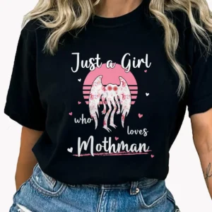 Just a Girl Who Loves Mothman Shirt Cute Floral Cryptid Gift for Her