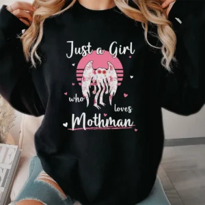 Just a Girl Who Loves Mothman Shirt Cute Floral Cryptid Gift for Her