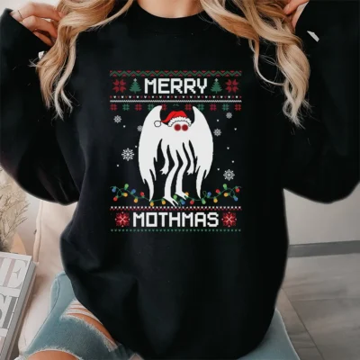 12 Best Mothman Christmas Shirts to Make Your Holiday Legendary 3 Merry Mothmas Mothman Ugly Christmas Sweater Shirt Funny
