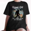 Messy Bun Bigfoot Girl Shirt For Women Funny Sasquatch Gift